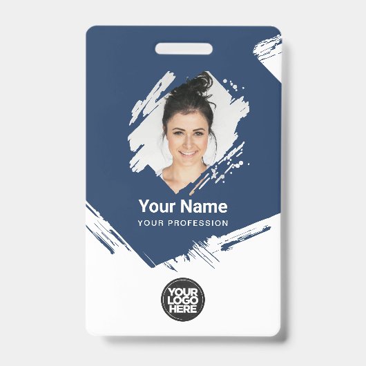 Pinselstrich-Mitarbeiterfoto, Barcode, Logo, Name Ausweis (Vorderseite)
