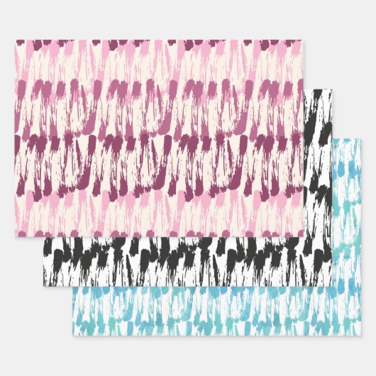 Pinselstrich, nasse Farbe, trockene Pinsel, blau,  Geschenkpapier Set (Set)