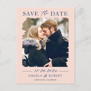 Pinselstrich Navy Brush Stroke Foto Frame Save the Postkarte