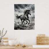 Pinselstrich Pferd Sturm Poster (Küche)