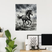 Pinselstrich Pferd Sturm Poster (Heimbüro)