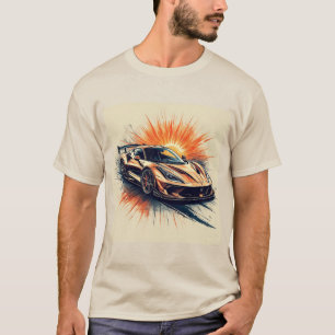 Pinselstrich-Rennwagen-Bewegungsenergie-Kunst T-Shirt