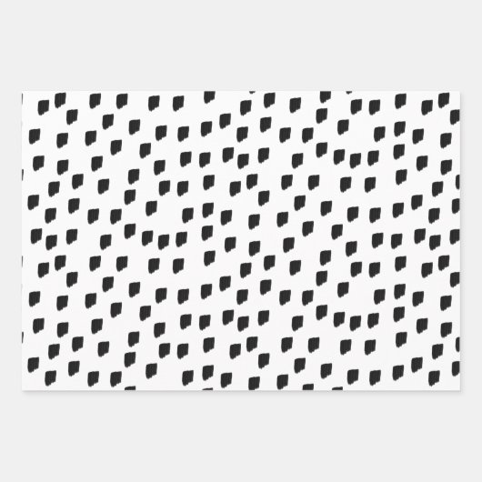 Pinselstrich, schwarz und weiß geschenkpapier set (Vorderseite 2)