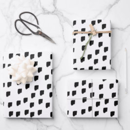 Pinselstrich, schwarz und weiß geschenkpapier set