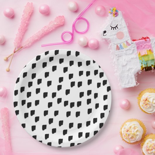 Pinselstrich, schwarz und weiß pappteller (Party)