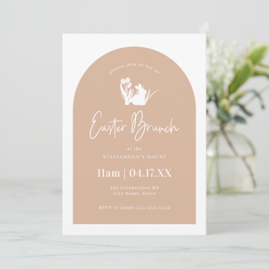 Pinselstrich Silhouette Arch Ostern Brunch Einladung (Stehend Vorderseite)