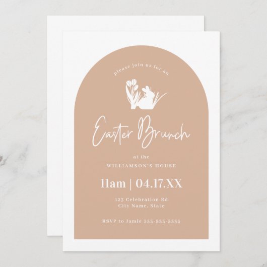 Pinselstrich Silhouette Arch Ostern Brunch Einladung (Vorne/Hinten)