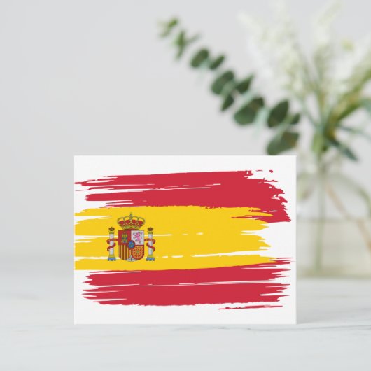 Pinselstrich Spanien Fahne Postkarte (Stehend Vorderseite)