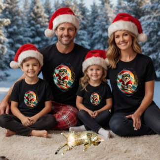 Pinselstrich Surfer-Katz-Weihnachtsmann Tropisches T-Shirt