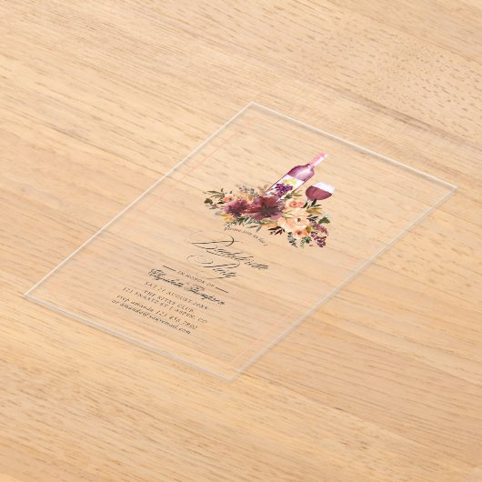 Pinselstrich und Burgunder Wein Verkostung Jungges Acryleinladungen (Ablage )