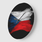 Pinselstrich unter der Flagge der Tschechischen Re Große Wanduhr (Winkel)