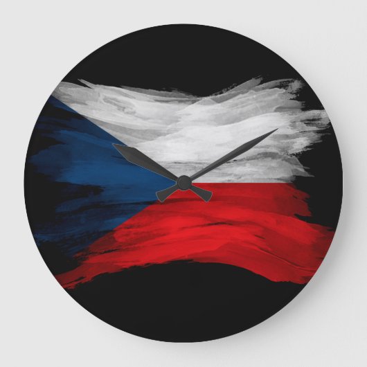 Pinselstrich unter der Flagge der Tschechischen Re Große Wanduhr (Vorderseite)