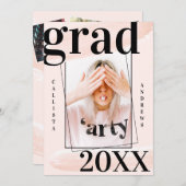 Pinselstrich Wasserfarbe Pinselstrich Foto Abschlu Einladung (Vorne/Hinten)