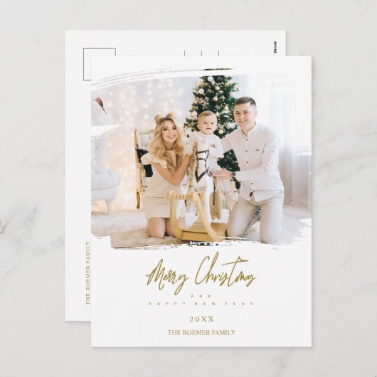 Pinselstrich Weihnachten Golden Snowflakes Foto (Vorne/Hinten)