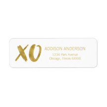Pinselstrich XOXO Gold Foil Valentine Address Labe