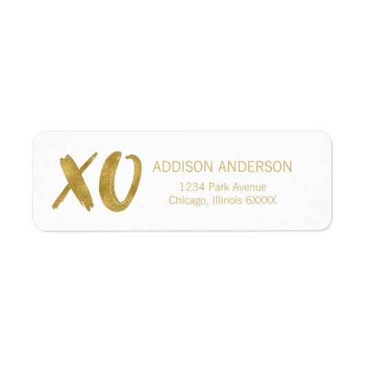 Pinselstrich XOXO Gold Foil Valentine Address Labe (Vorne)