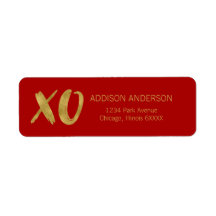 Pinselstrich XOXO Gold Foil Valentine Address Labe