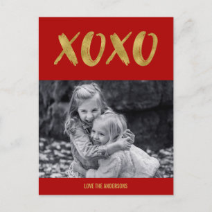 Pinselstrich XOXO Goldfolie Valentine Foto Postkar Feiertagspostkarte