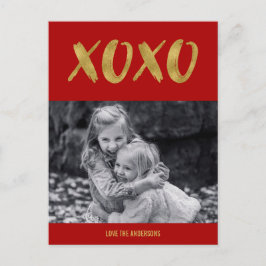 Pinselstrich XOXO Goldfolie Valentine Foto Postkar Feiertagspostkarte