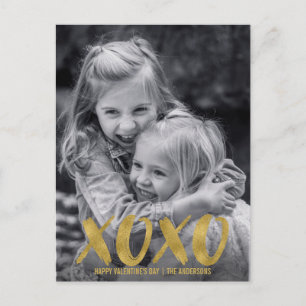 Pinselstrich XOXO Goldfolie Valentine Foto Postkar Feiertagspostkarte