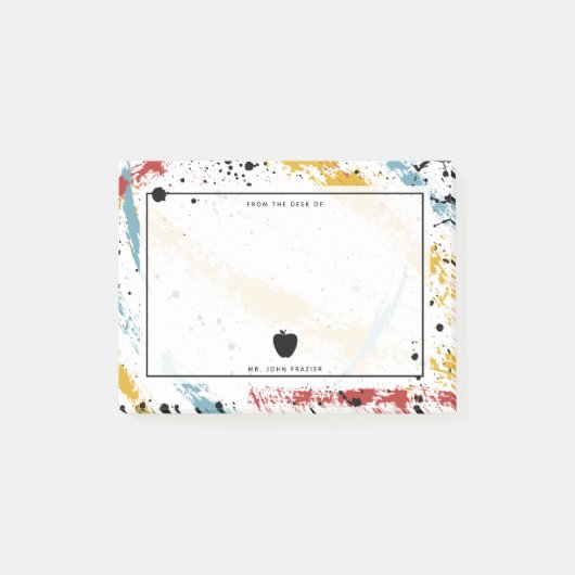 Pinselstriche Abstrakt Art Lehrer Apple Post-it Klebezettel (Vorderseite)