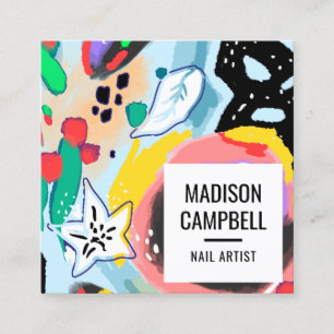 Pinselstriche Art Nail Künstlersalon abstrakt Quadratische Visitenkarte
