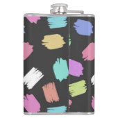 Pinselstriche, farbenfrohe Pinselstriche Flachmann (Rückseite)