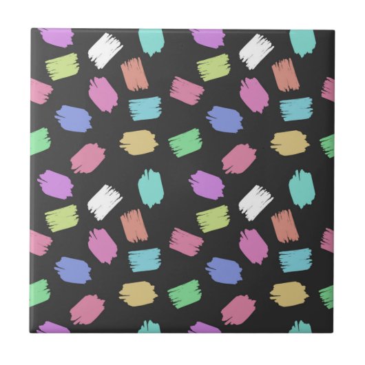 Pinselstriche, farbenfrohe Pinselstriche Fliese (Vorderseite)