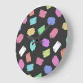 Pinselstriche, farbenfrohe Pinselstriche Große Wanduhr (Winkel)