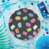 Pinselstriche, farbenfrohe Pinselstriche Pappteller (Party)