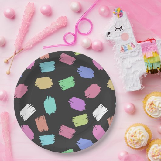 Pinselstriche, farbenfrohe Pinselstriche Pappteller (Party)
