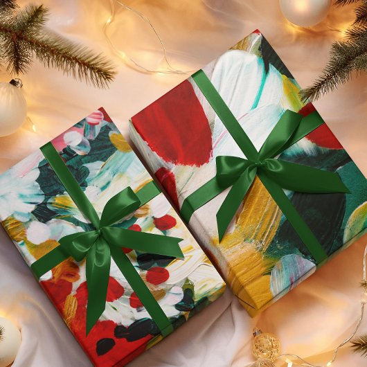 Pinselstriche Festliche Abstrakte Weihnachtsgeschi Geschenkpapier Set