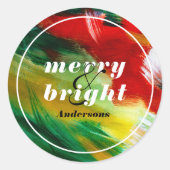 Pinselstriche Festliche Abstrakte Weihnachtsgeschi Runder Aufkleber (Vorderseite)