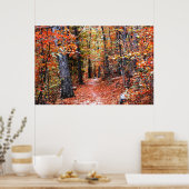 Pinselstriche Forest Autumn Trail Aquarell Print Poster (Küche)