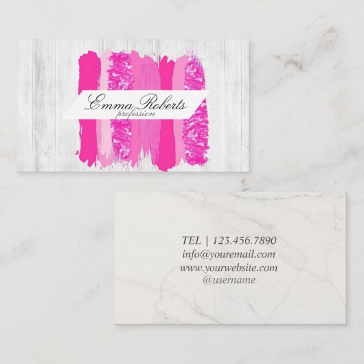 Pinselstriche Fuchsia Visitenkarte (Vorne/Hinten)