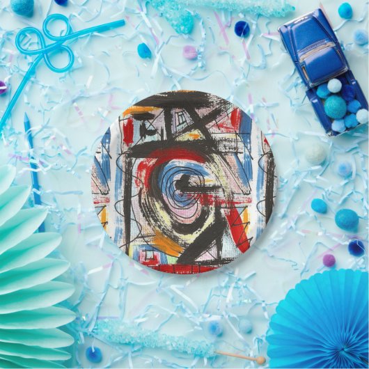 Pinselstriche für Abstrakte Kunstmalerei Pappteller (Party)