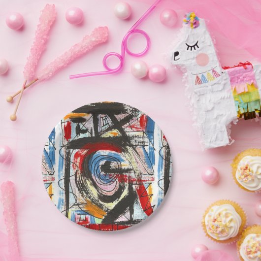 Pinselstriche für Abstrakte Kunstmalerei Pappteller (Party)