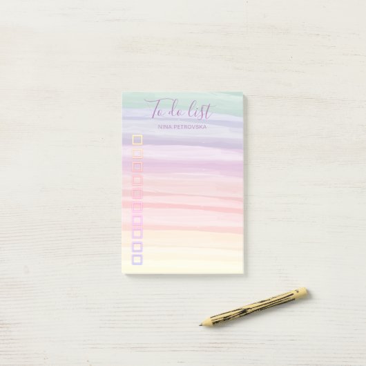 Pinselstriche für Regenbogenfarben Post-it Klebezettel (Auf Schreibtisch)