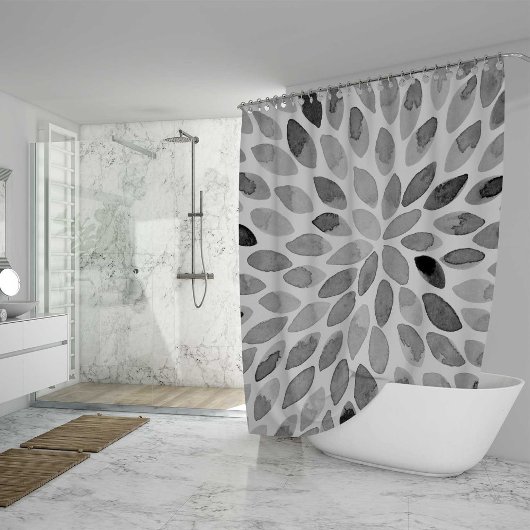 Pinselstriche für Wasserfarben - Schwarzweiß Duschvorhang