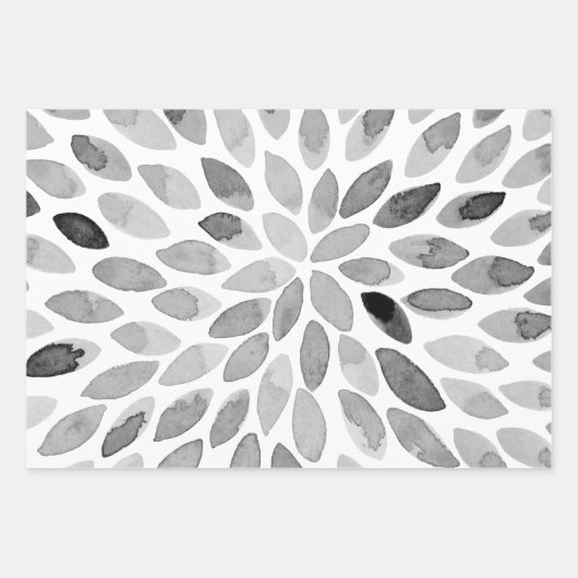 Pinselstriche für Wasserfarben - Schwarzweiß Geschenkpapier Set (Vorderseite 2)