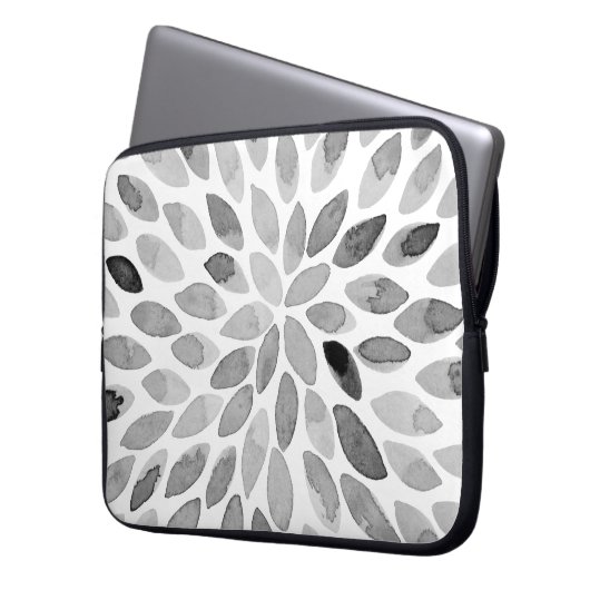 Pinselstriche für Wasserfarben - Schwarzweiß Laptopschutzhülle (Vorderseite Links)
