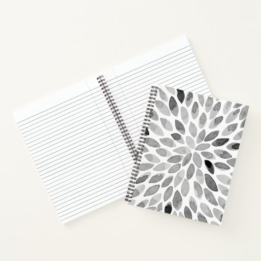 Pinselstriche für Wasserfarben - Schwarzweiß Notizbuch (Innenseite)