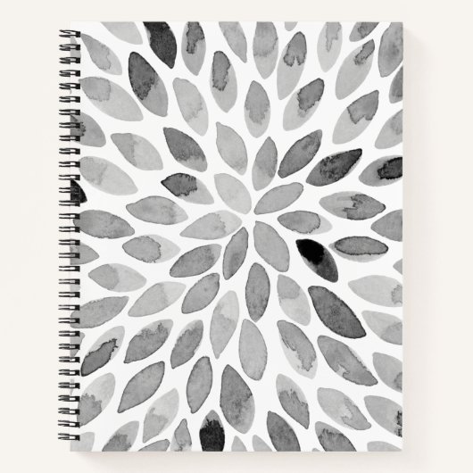 Pinselstriche für Wasserfarben - Schwarzweiß Notizbuch (Vorderseite)