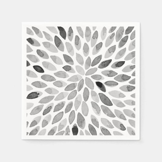 Pinselstriche für Wasserfarben - Schwarzweiß Serviette (Vorderseite)