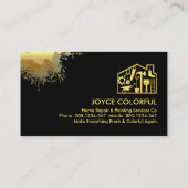 Pinselstriche Gold Paint Spritzer Visitenkarte (Rückseite)