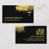 Pinselstriche Gold Paint Spritzer Visitenkarte (Vorne/Hinten)