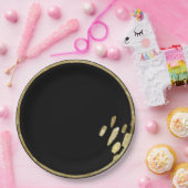 Pinselstriche | Gold und Schwarzer Kreis mit Farbe Pappteller (Party)