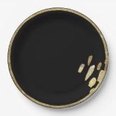 Pinselstriche | Gold und Schwarzer Kreis mit Farbe Pappteller (Vorderseite)