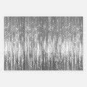 Pinselstriche Imitate Linen (Leinenlook) Silber Gl Geschenkpapier Set (Vorderseite 3)