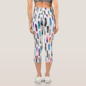 Pinselstriche in Aquarellfarben, farbenfrohe, naht Capri Leggings (Rückseite)